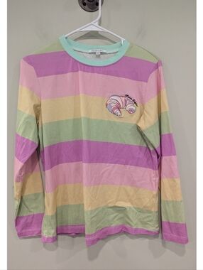 Olivia Rubin Pastel Striped Croissant Applique 100% Cotton Shirt Size XS